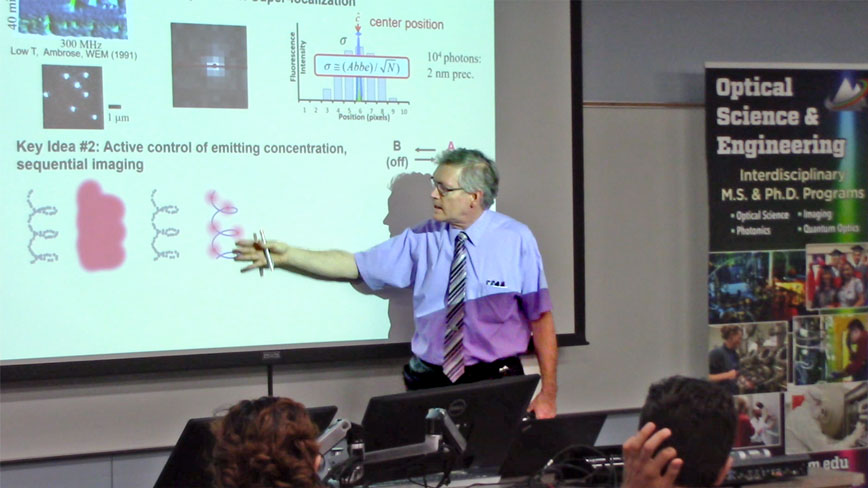 W. E. Moerner, 2014 Nobel Laureate in Chemistry, speaks in CHTM 103